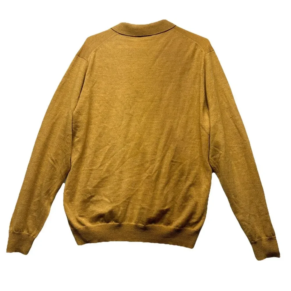 Jos. A. Bank Signature Collection 100% Merino Wool Polo Sweater Yellow Mens M *